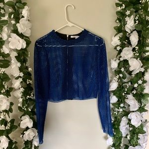 Blue mesh DVF crop top
